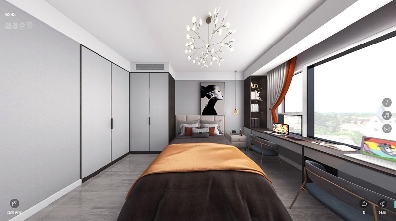 龍湖九里晴川-現(xiàn)代簡約-臥室設計效果圖